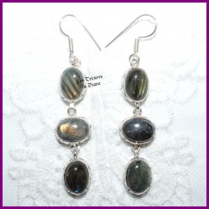 Boucles en LABRADORITE naturelle et ARGENT