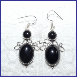 Boucles en ONYX et ARGENT