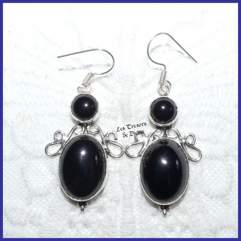 Boucles en ONYX et ARGENT Boucles en ONYX et ARGENT