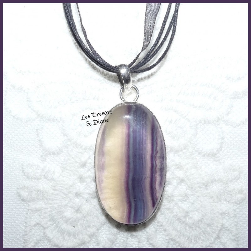 Pendentif PRESTIGE en FLUORINE naturelle et ARGENT Pendentif PRESTIGE en FLUORINE naturelle et ARGENT