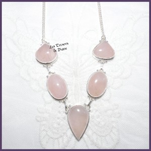 Collier PRESTIGE en QUARTZ ROSE et ARGENT