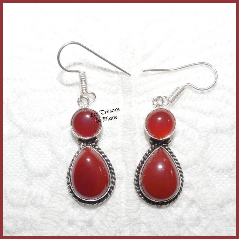 Boucles d'oreilles PRESTIGE en CORNALINE naturelle