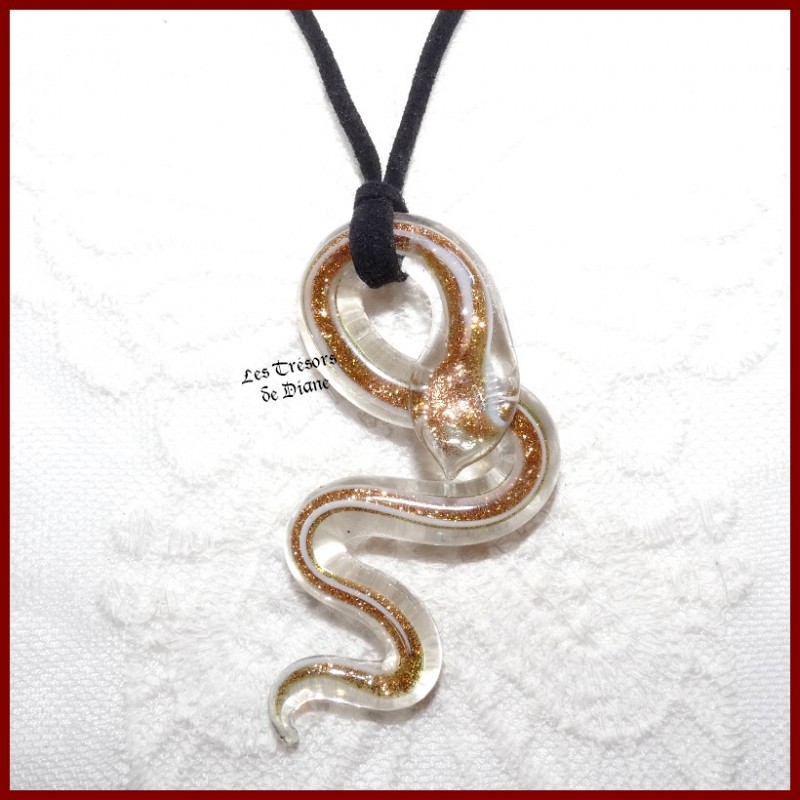 Pendentif SERPENT en verre murine