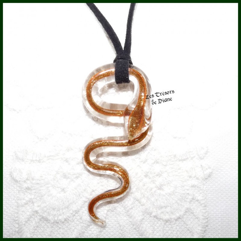 Pendentif SERPENT en verre murine