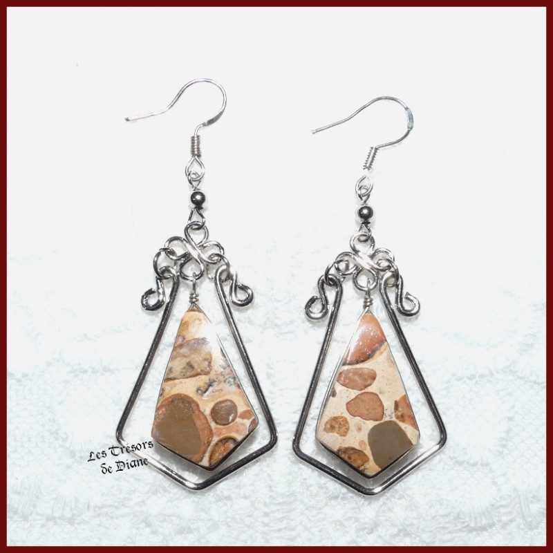 Boucles du PEROU en JASPE LEOPARDINE naturel Boucles du PEROU en JASPE LEOPARDINE naturel