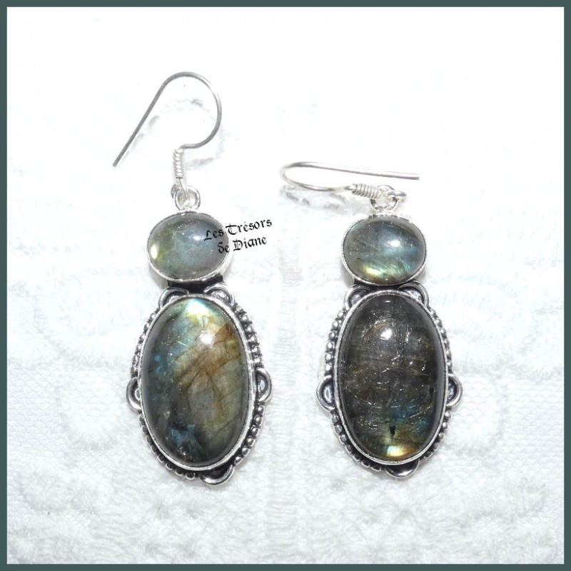 Boucles en LABRADORITE naturelle Boucles en LABRADORITE naturelle