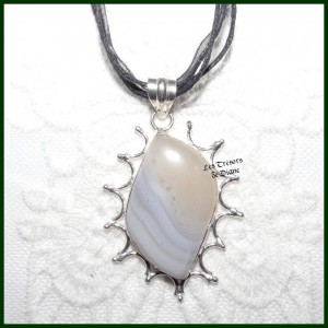 Pendentif PRESTIGE en AGATE naturelle et ARGENT