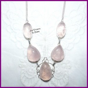 Collier en QUARTZ ROSE et ARGENT des TRESORS DE DIANE