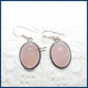 Boucles d'oreilles en QUARTZ ROSE et ARGENT des TRESORS DE DIANE