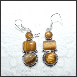 Boucles d'oreilles PRESTIGE en OEIL DE TIGRE naturel