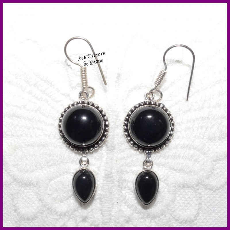 Boucles en ONYX et ARGENT