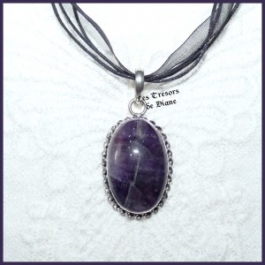 Pendentif en AMETHYSTE naturelle et ARGENT