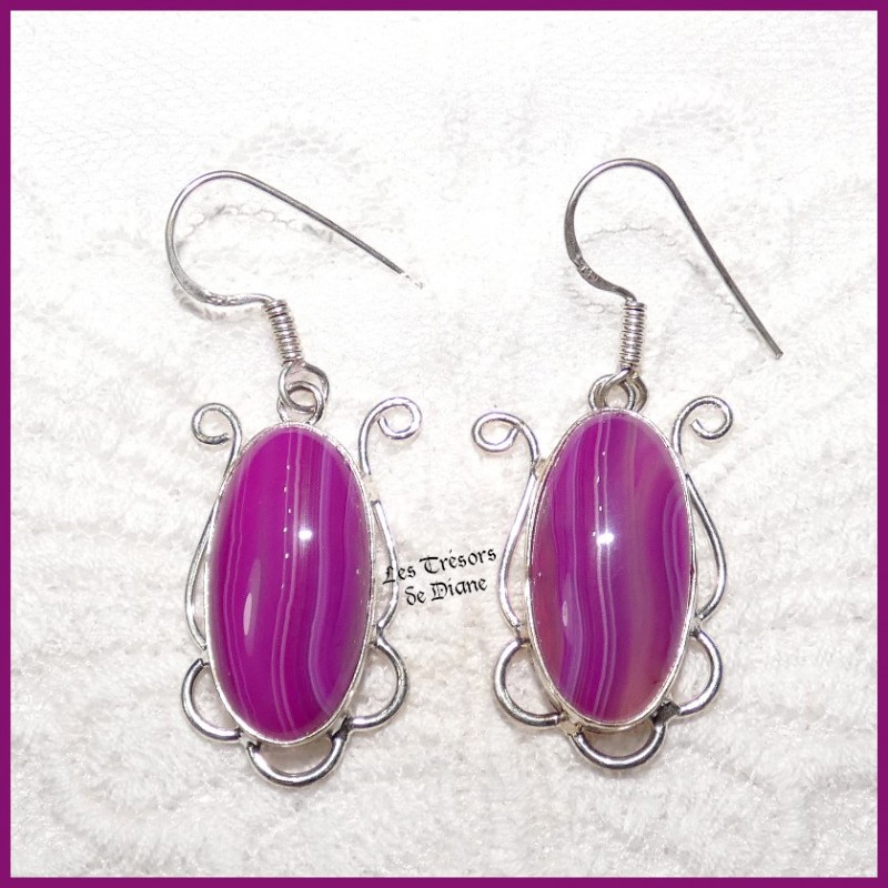 Boucles d'oreilles en AGATE et ARGENT