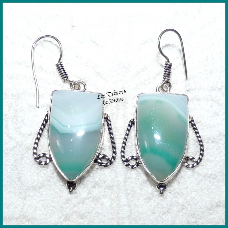 Boucles d'oreilles en AGATE naturelle et ARGENT