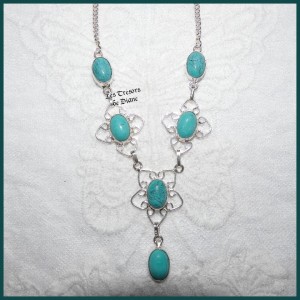 Collier en TURQUOISE naturelle et ARGENT