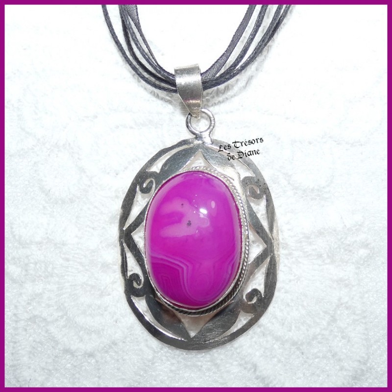 Pendentif en AGATE et ARGENT