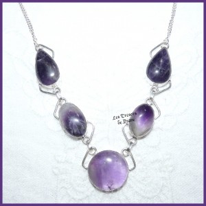 Collier en AMETHYSTE naturelle et ARGENT