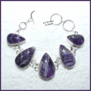 Bracelet en AMETHYSTE naturelle et ARGENT