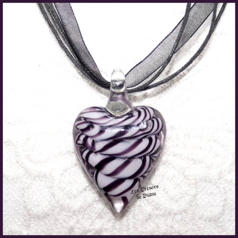 Pendentif COEUR en VERRE style MURANO