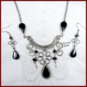 Parure du Pérou en OBSIDIENNE naturelle LES TRESORS DE DIANE