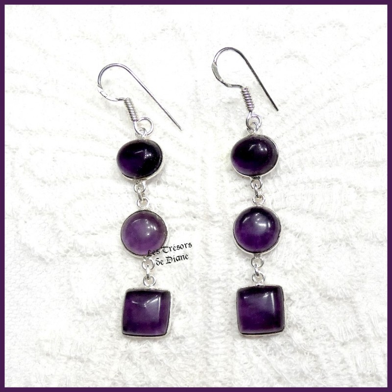 Boucles en AMETHYSTE ET ARGENT