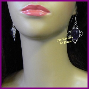 Boucles en AMETHYSTE naturelle et ARGENT