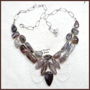 Collier en AGATE naturelle et ARGENT