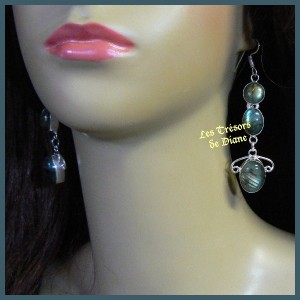 Boucles en LABRADORITE naturelle et ARGENT