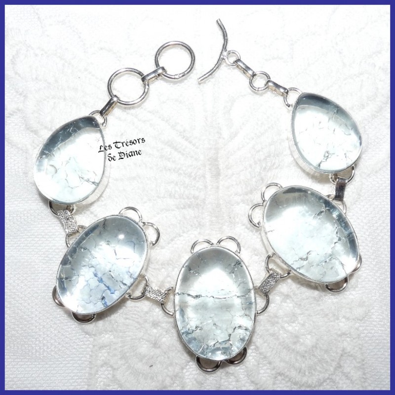 Bracelet en QUARTZ CRAQUELE et ARGENT Bracelet en QUARTZ CRAQUELE et ARGENT