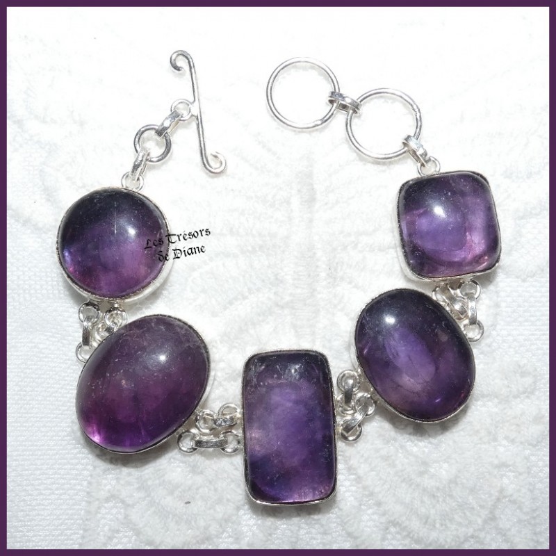 Bracelet en FLUORITE naturelle et ARGENT Bracelet en FLUORITE naturelle et ARGENT