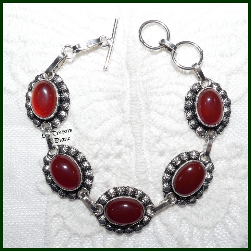 Bracelet en CORNALINE et ARGENT Bracelet en CORNALINE et ARGENT