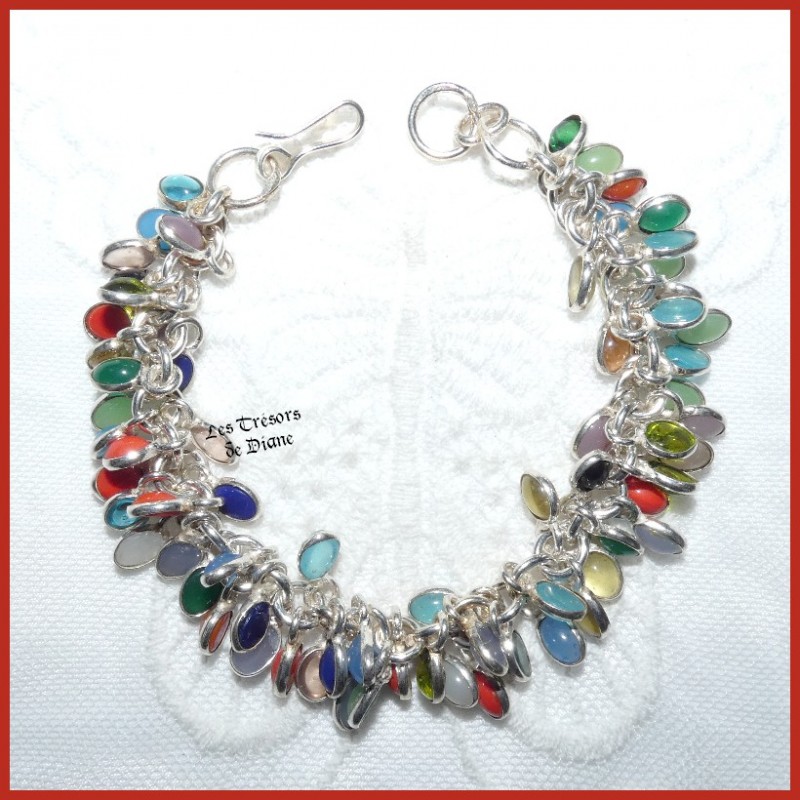 Bracelet MULTI-GEMMES et ARGENT Bracelet MULTI-GEMMES et ARGENT