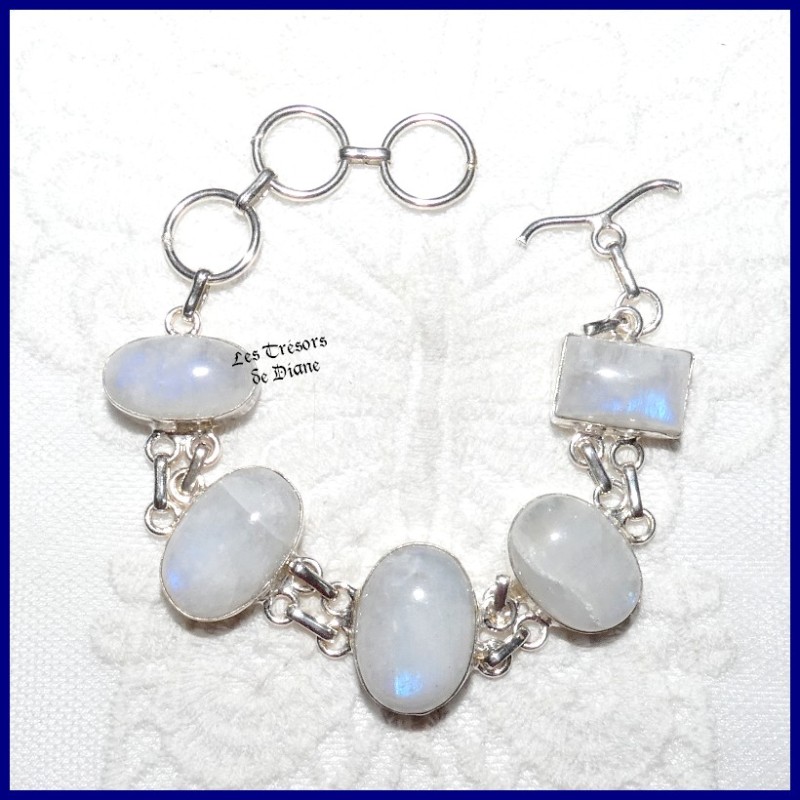 Bracelet en PIERRE DE LUNE et ARGENT Bracelet en PIERRE DE LUNE et ARGENT