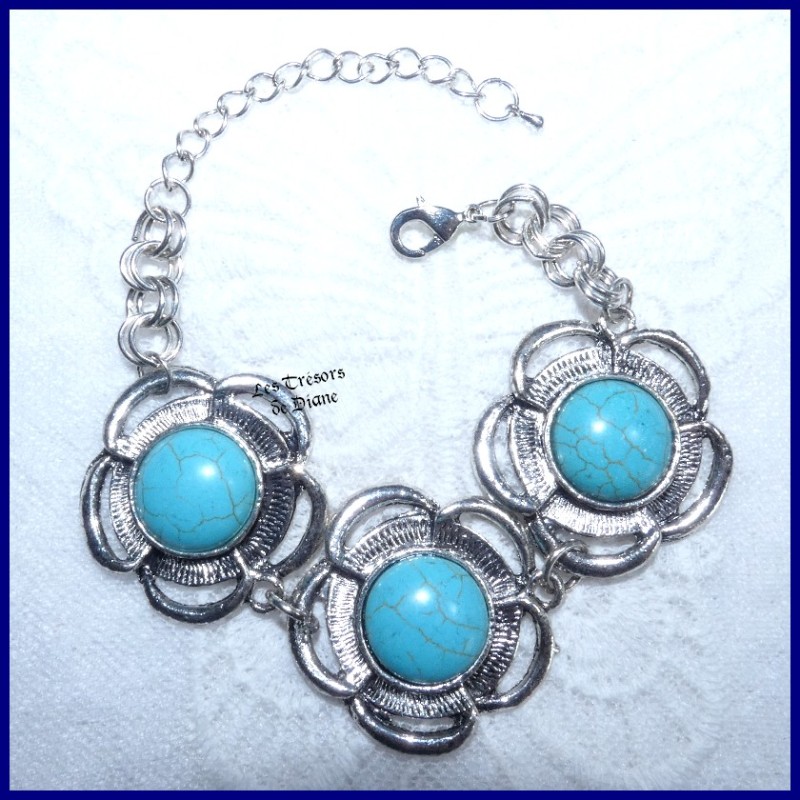 Bracelet en TURQUOISE naturelle LES TRESORS DE DIANE