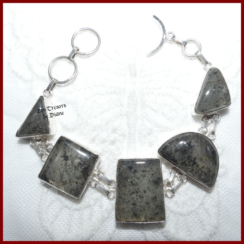 Bracelet en AGATE naturelle et ARGENT Bracelet en AGATE naturelle et ARGENT