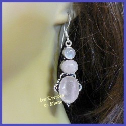 Boucles d'oreilles PRESTIGE en QUARTZ ROSE