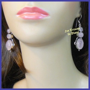 Boucles en QUARTZ ROSE et ARGENT
