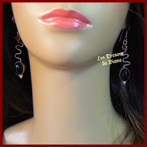 Boucles en ONYX, CITRINE et ARGENT