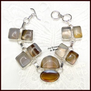 Bracelet en AGATE naturelle et ARGENT
