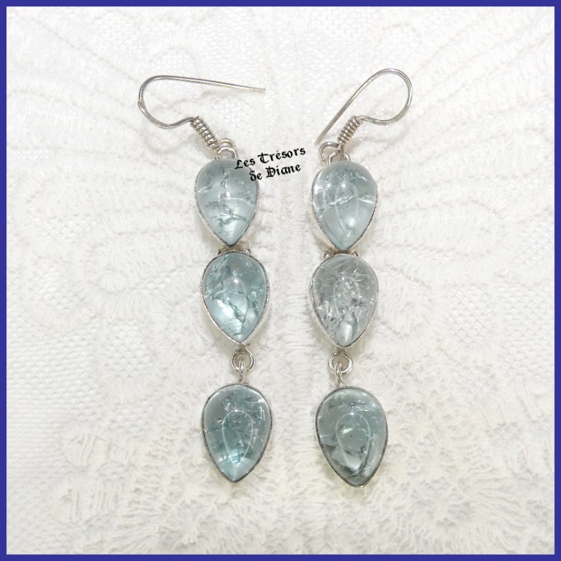 Boucles en QUARTZ naturel et ARGENT