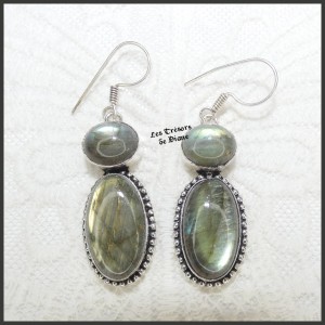 Boucles en LABRADORITE naturelle et ARGENT