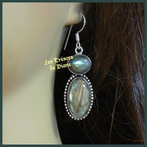 Boucles en LABRADORITE naturelle et ARGENT